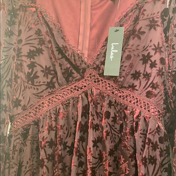 Lulu's Deep Red Floral Mini Dress - Picture 4 of 4